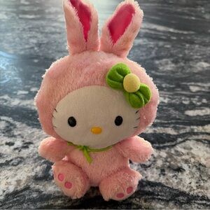Hello Kitty Pink Bunny Plush with Green Bow